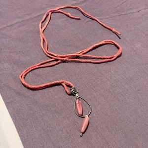 4/$20 anthropologie silver coral pink bohemian necklace
